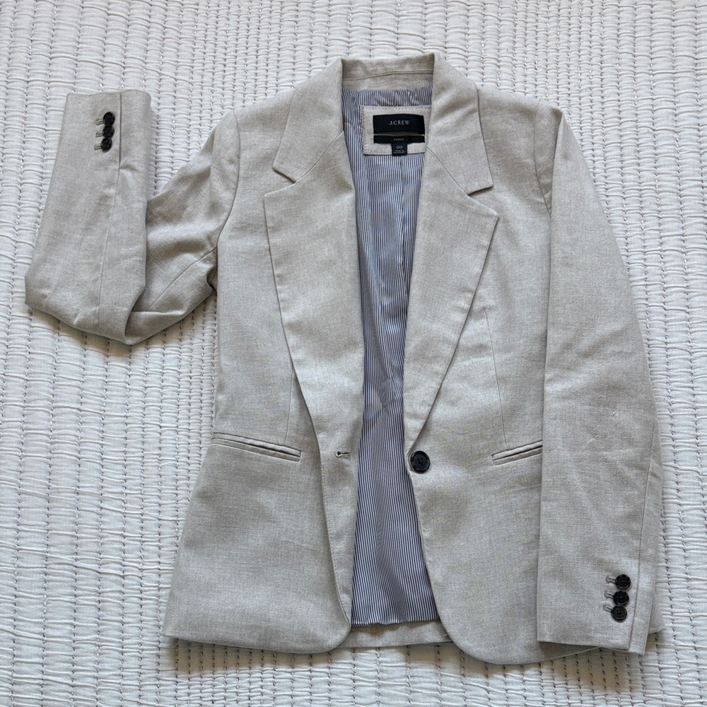 J. Crew Parke Blazer - Light Natural Linen-Blend Single-Button - Picture 2 of 6